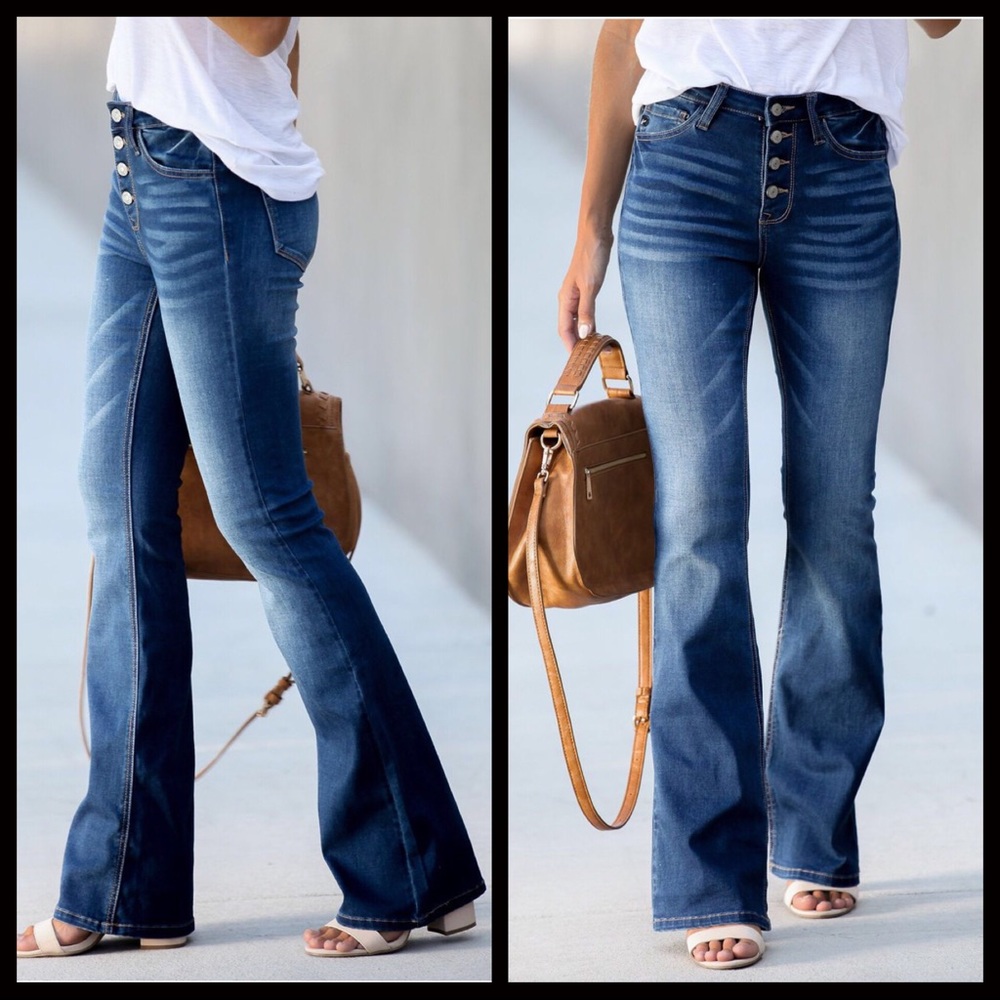 CLEARANCE-FIRM‼️5🌟Laura Button up Flares - Picture 5 of 7